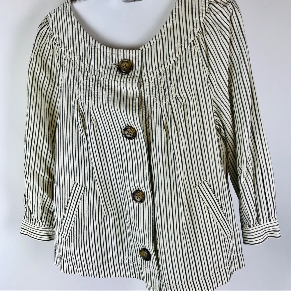 Gap Women Jacket Pin Stripe L Peter Pan Collar